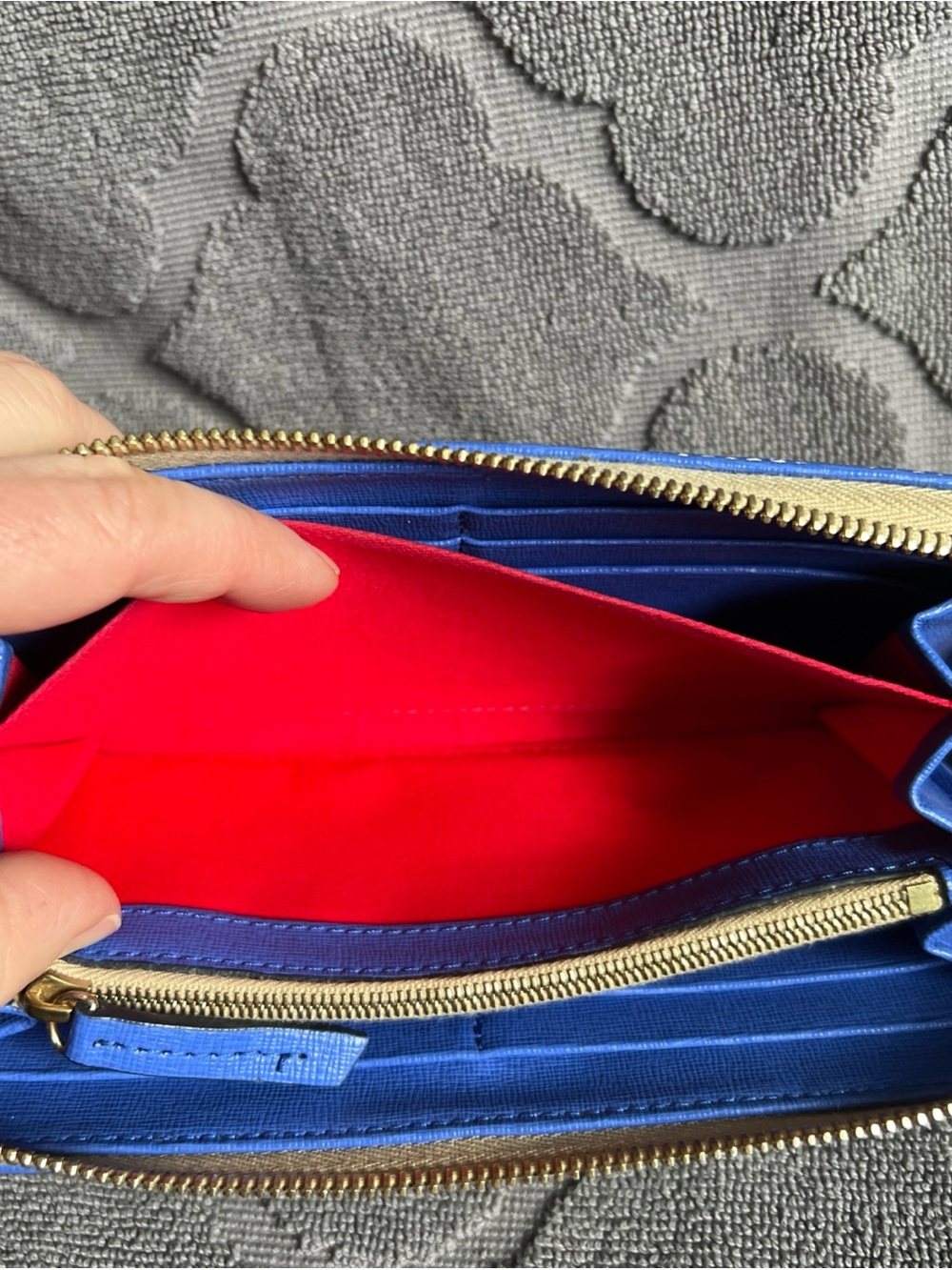 Dooney & Bourke Saffiano Large Zip Around Wallet Clutch in Azure/Blue - Picture 11 of 12